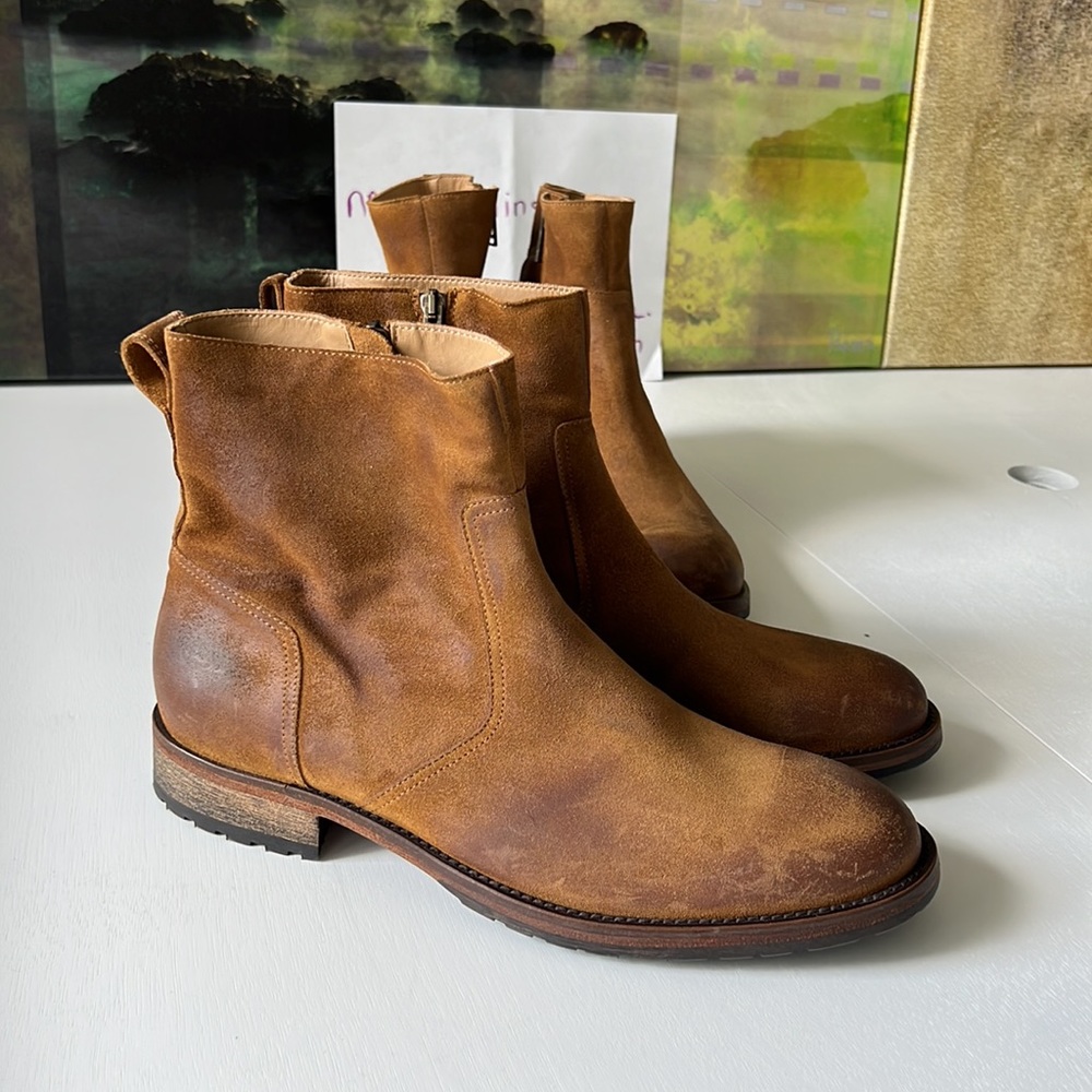 Belstaff made in Italy safari brn leather rugged rubberized outsole luxury boots